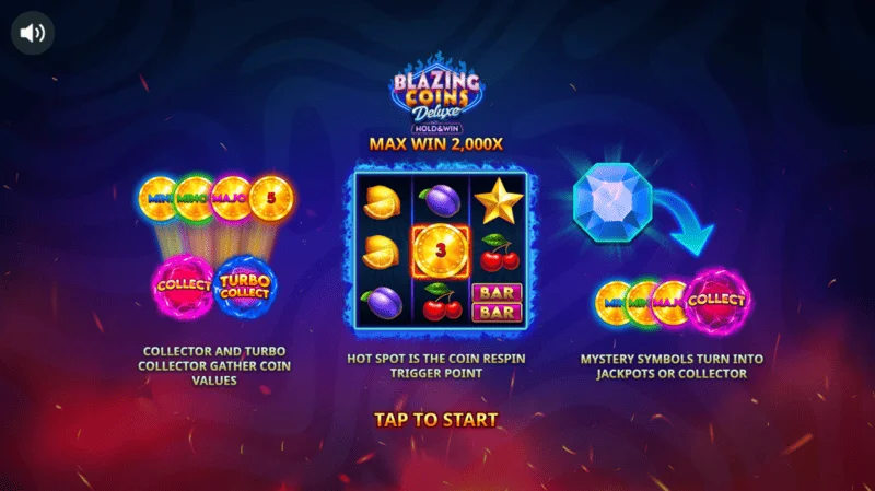 Blazing Coins Deluxe huvudmeny